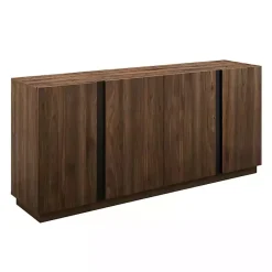 Kirklands Home Dark Walnut Wood and Black Metal Sideboard New