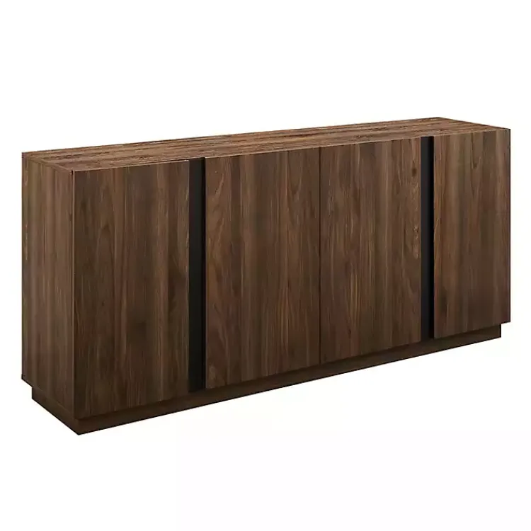 Kirklands Home Dark Walnut Wood and Black Metal Sideboard New