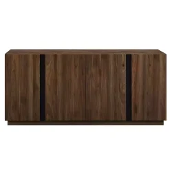 Kirklands Home Dark Walnut Wood and Black Metal Sideboard New