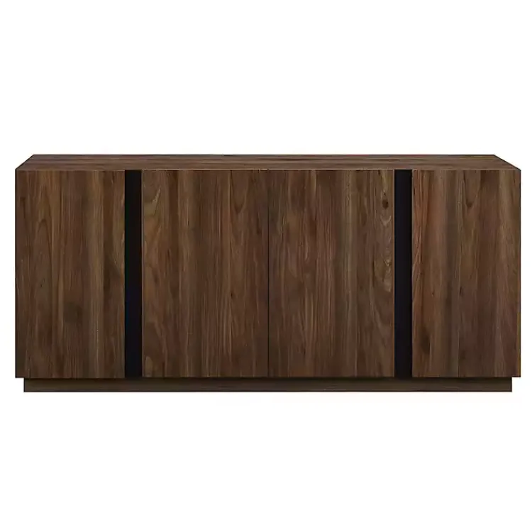 Kirklands Home Dark Walnut Wood and Black Metal Sideboard New