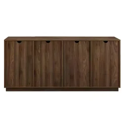 Kirklands Home Dark Walnut Wood and Black Metal Sideboard New