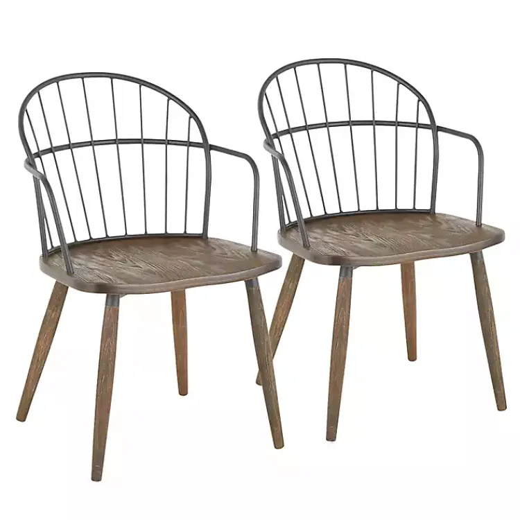 Kirklands Home Dark Walnut Wood Spindle Dining Chairs, Set of 2 Online