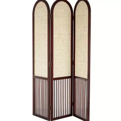 Decorative Accents>Kirklands Home Dark Wood & Rattan Arched Trifold Room Divider Brown