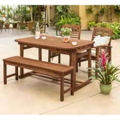 Kirklands Home Dark Wood Slat Back 4-pc. Outdoor Dining Set Brown Clearance
