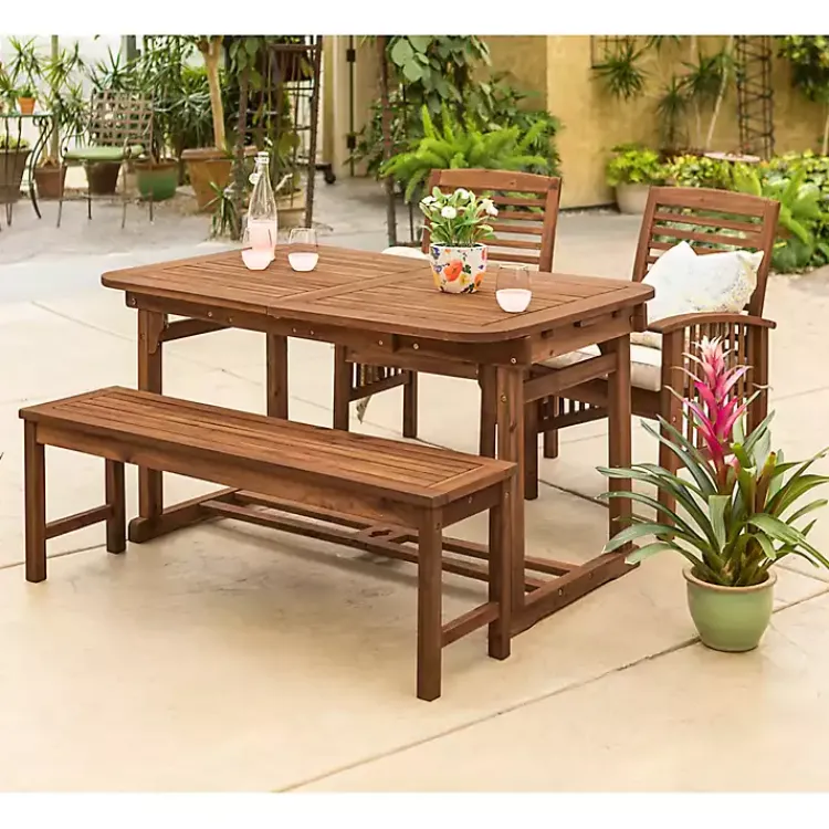 Kirklands Home Dark Wood Slat Back 4-pc. Outdoor Dining Set Brown Clearance