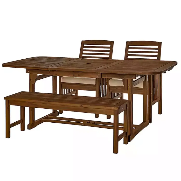 Kirklands Home Dark Wood Slat Back 4-pc. Outdoor Dining Set Brown Clearance