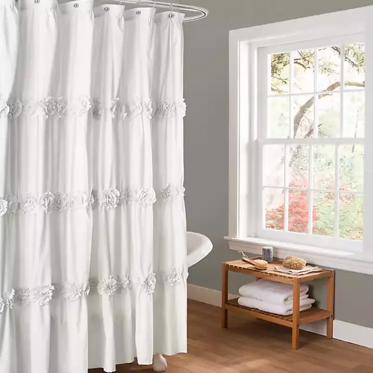 Kirklands Home Darla Floral Shower Curtain White