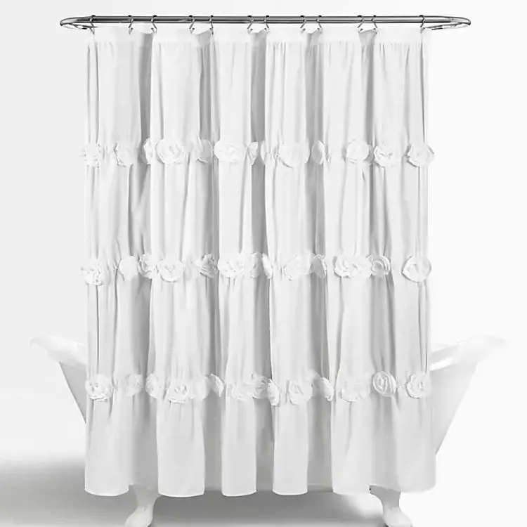 Kirklands Home Darla Floral Shower Curtain White