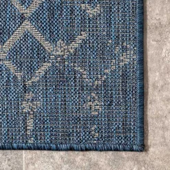 Kirklands Home Davon Blue Moroccan Trellis Outdoor Rug, 5x8 New