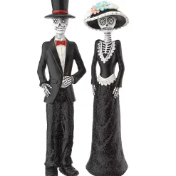 Halloween>Kirklands Home Day of the Dead Skeleton Couple Statues, Set of 2