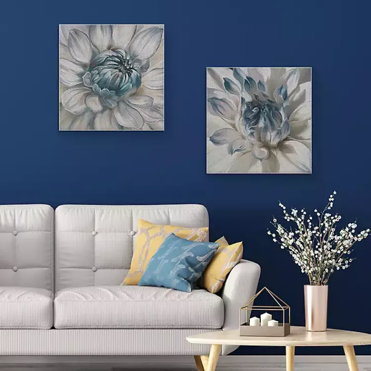 Kirklands Home Daytime Blue Dahlia Canvas Art Prints, Set of 2 Clearance