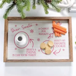 Christmas Decorations>Kirklands Home Dear Santa Wooden Decorative Tray