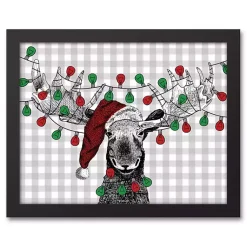 Christmas Art & Wall Decor>Kirklands Home Decorated Moose Framed Canvas Art Print