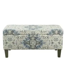 Kirklands Home Decorative Antique Storage Bench Blue Clearance