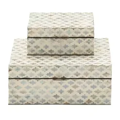 Baskets & Boxes>Kirklands Home Decorative Mussel Shell Wood Boxes, Set of 2