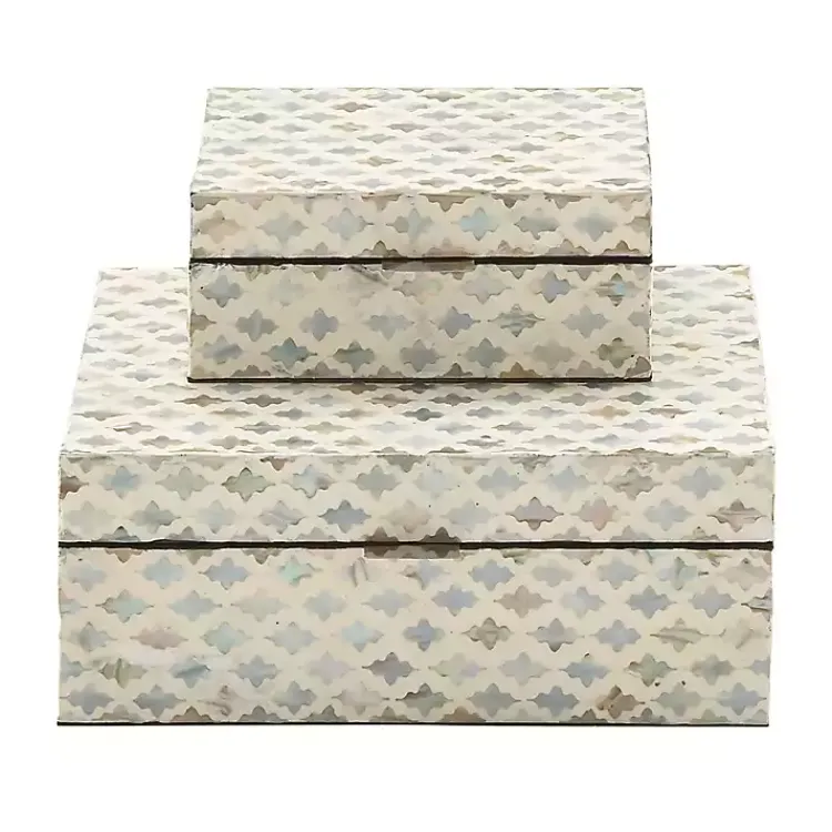 Baskets & Boxes>Kirklands Home Decorative Mussel Shell Wood Boxes, Set of 2