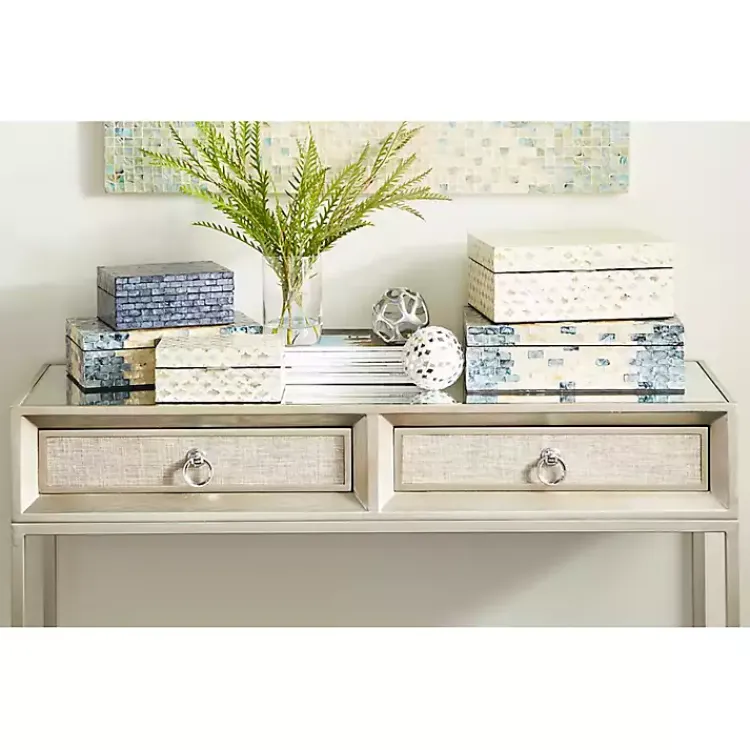 Baskets & Boxes>Kirklands Home Decorative Mussel Shell Wood Boxes, Set of 2