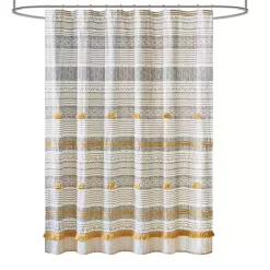 Kirklands Home Decorative Stripe Tassel Shower Curtain Online