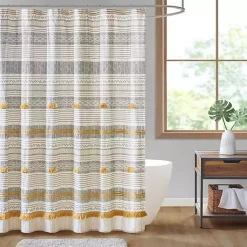 Kirklands Home Decorative Stripe Tassel Shower Curtain Online