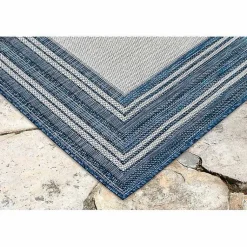 Kirklands Home Deep Aqua Threaded Frame Outdoor Area Rug, 6x9 Outlet