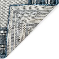 Kirklands Home Deep Aqua Threaded Frame Outdoor Area Rug, 6x9 Outlet