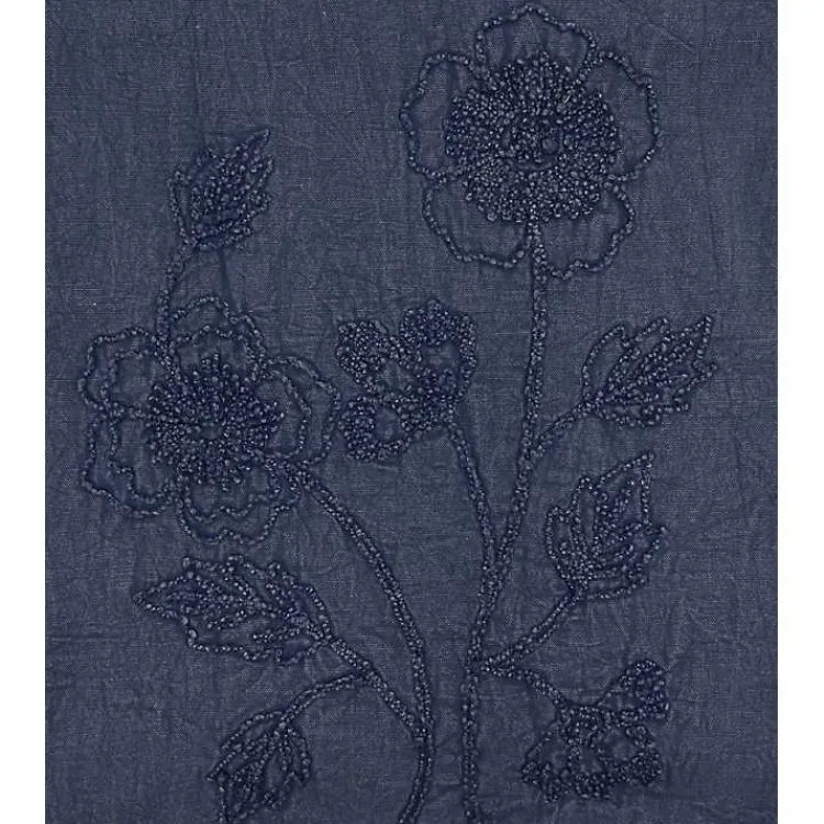 Kirklands Home Deep Floral Embroidered Table Runner Blue Best