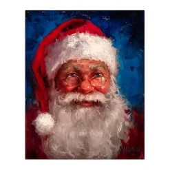 Christmas Art & Wall Decor>Kirklands Home Deep Blue Santa Portrait Canvas Art Print