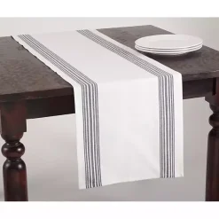 Kirklands Home Deep Blue Striped Border Table Runner Online