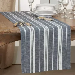 Kirklands Home Deep Blue Thin Striped Table Runner