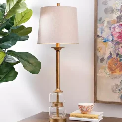 Kirklands Home Deep Gold Glass Orb Buffet Lamp Tan