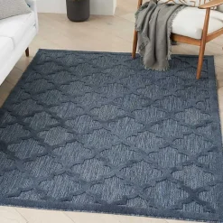 Kirklands Home Deep Navy Trellis Outdoor Area Rug, 4x6 Hot