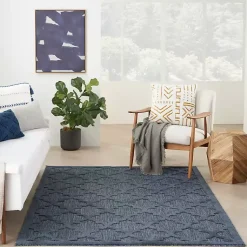 Kirklands Home Deep Navy Trellis Outdoor Area Rug, 4x6 Hot