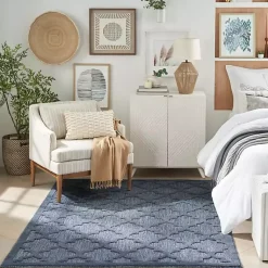 Kirklands Home Deep Navy Trellis Outdoor Area Rug, 4x6 Hot