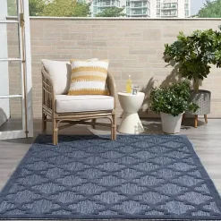 Kirklands Home Deep Navy Trellis Outdoor Area Rug, 4x6 Hot