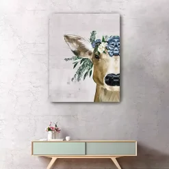 Kirklands Home Deer and Wildflowers Giclee Canvas Art Print Clearance