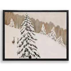 Christmas Art & Wall Decor>Kirklands Home Deer in the Snow Framed Art Print White