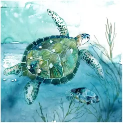 Kirklands Home Delray Sea Turtle I Giclee Canvas Art Print Blue Hot
