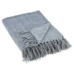 Blankets & Throws>Kirklands Home Demin Chenille Fringe Throw Blue