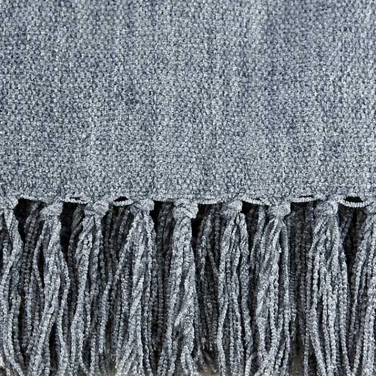 Blankets & Throws>Kirklands Home Demin Chenille Fringe Throw Blue