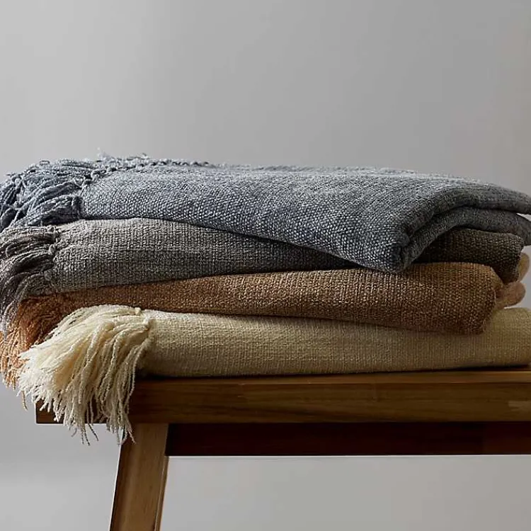 Blankets & Throws>Kirklands Home Demin Chenille Fringe Throw Blue