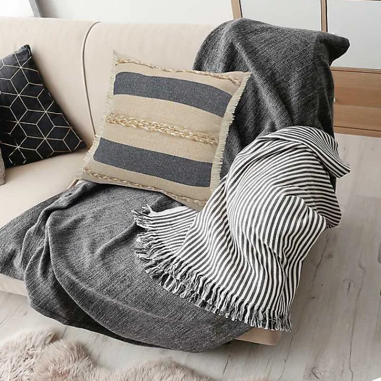 Pillows>Kirklands Home Denim Blue Braided Stripe Throw Pillow, 24 in.