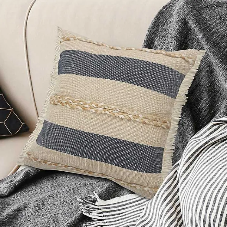 Pillows>Kirklands Home Denim Blue Braided Stripe Throw Pillow, 24 in.