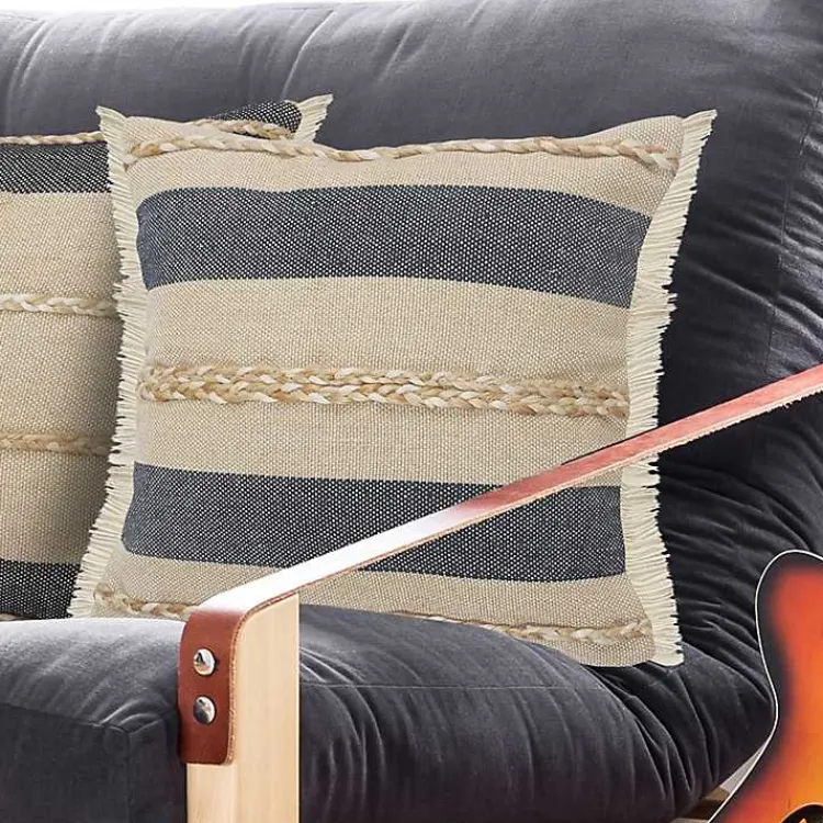 Pillows>Kirklands Home Denim Blue Braided Stripe Throw Pillow, 24 in.