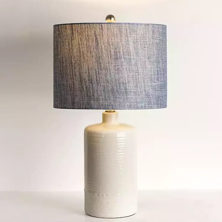 Kirklands Home Denim Shade Ribbed Table Lamp Blue Best