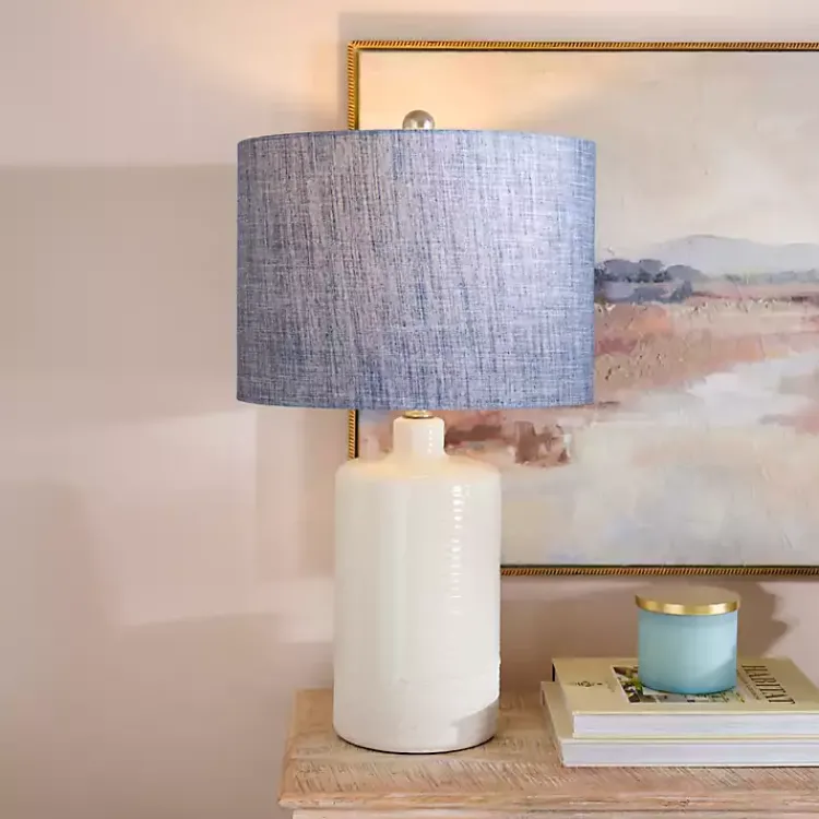 Kirklands Home Denim Shade Ribbed Table Lamp Blue Best