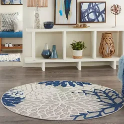 Kirklands Home Denim Floral Burst Round Outdoor Area Rug Online