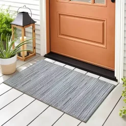 Kirklands Home Denim Woven Lines Indoor/Outdoor Accent Rug, 2x3 Blue Sale