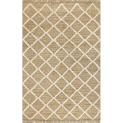 Kirklands Home Diamond Helen Woven Jute Tassel Area Rug, 8x10 Tan Online