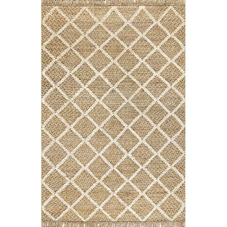 Kirklands Home Diamond Helen Woven Jute Tassel Area Rug, 8x10 Tan Online