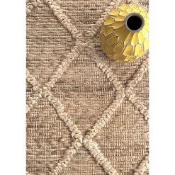 Kirklands Home Diamond Helen Woven Jute Tassel Area Rug, 8x10 Tan Online